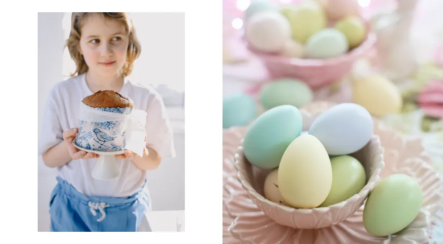 Яйца, окрашенные в пастельные цвета, — детали праздничного стола и символ Пасхи-2024
