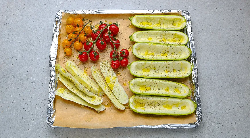 Кабачки, фаршированные нутом и сыром