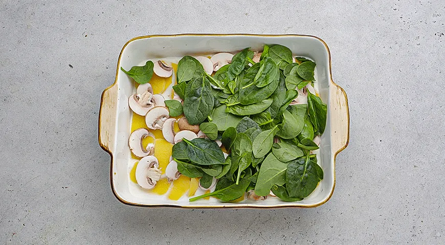 Цыплята с грибным гратеном