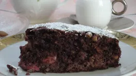 Шоколадный пирог с вишней и миндалем 