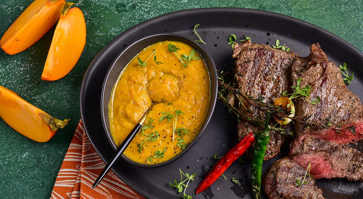 Рецепт соуса из хурмы для мяса с картофельным крахмалом