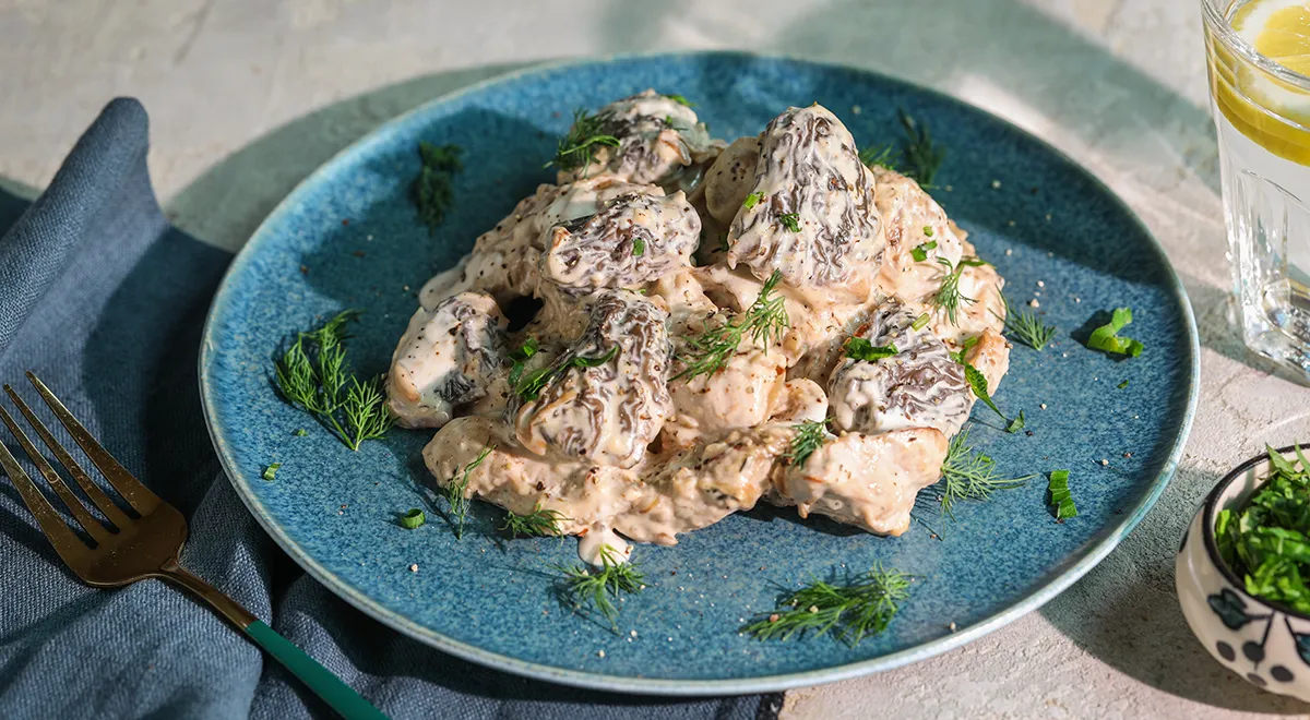 Фрикасе из курицы со сморчками