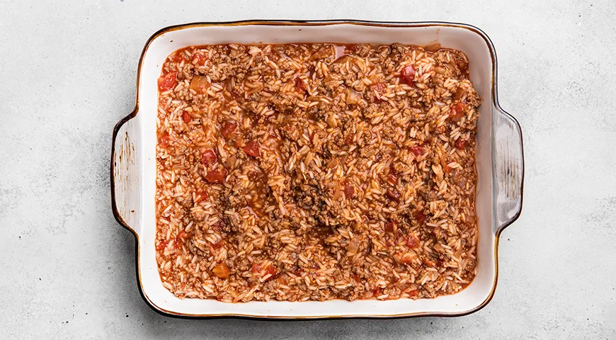 Мусака с рисом и баклажанами