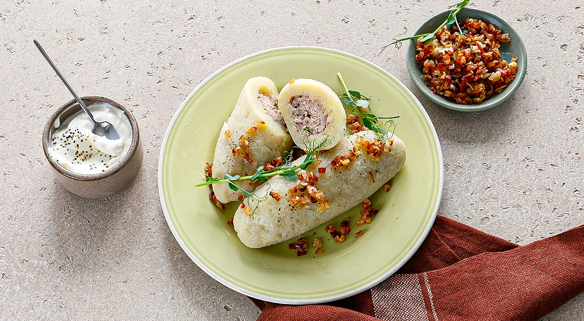 Рецепт вареных цеппелин с фаршем с добавлением картофельного крахмала