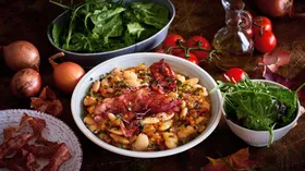 Рецепты с овощами, беконом и бобовыми