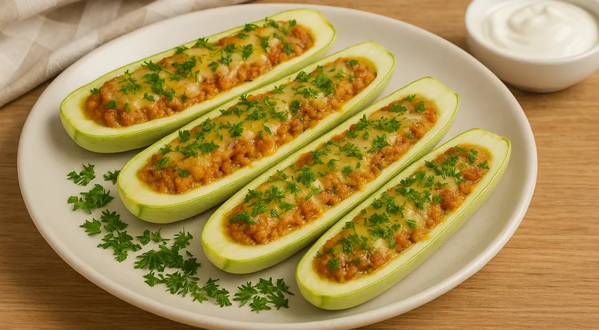 Фаршированные кабачки в аэрогриле