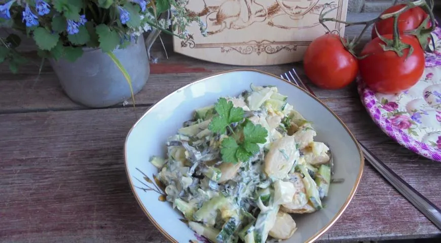 Рецепт салата с морской капустой и фасолью лима