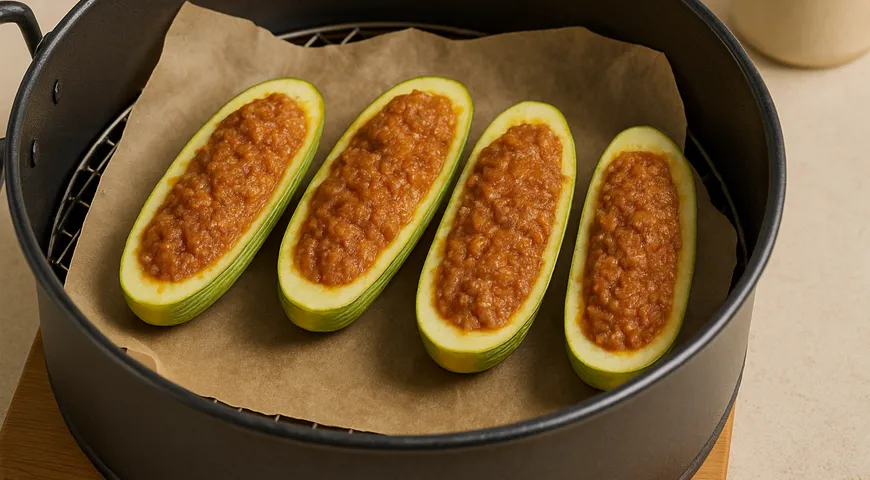 Фаршированные кабачки в аэрогриле