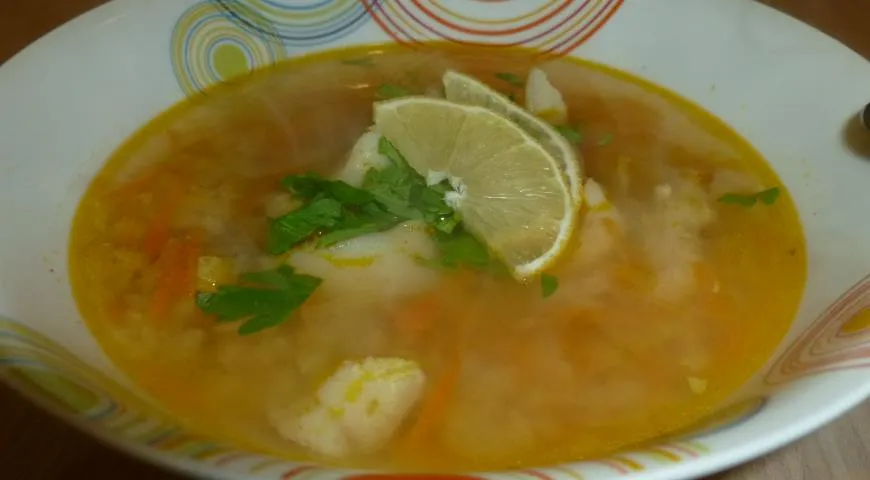 Чечевичный суп с окунем