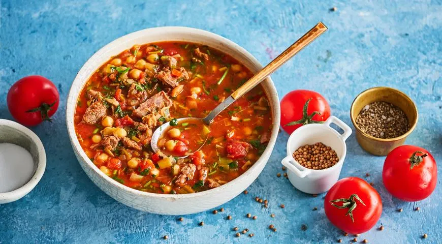Острый суп из баранины с нутом, рецепт