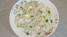 Окрошка с бужениной и квасом