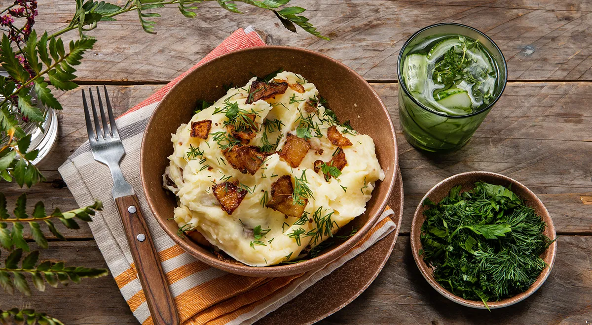 Рецепт пюре с сыром и белым луком