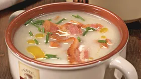 Сельдерейный суп с копченой грудинкой