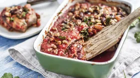 Лазанья из баклажанов с томатной пассатой и грецкими орехами