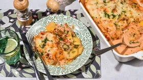 Пангасиус с картошкой в духовке