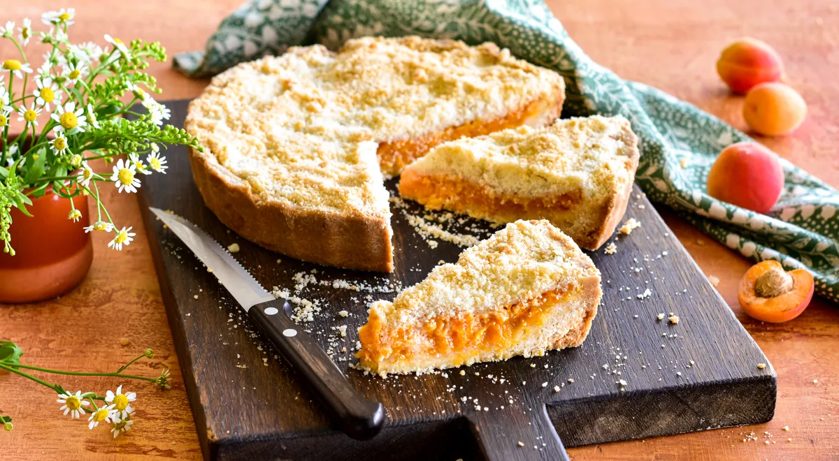 Насыпной пирог с абрикосами
