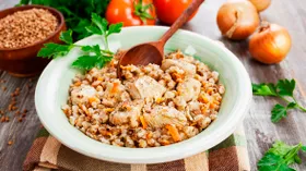 Гречка с мясом в аэрогриле