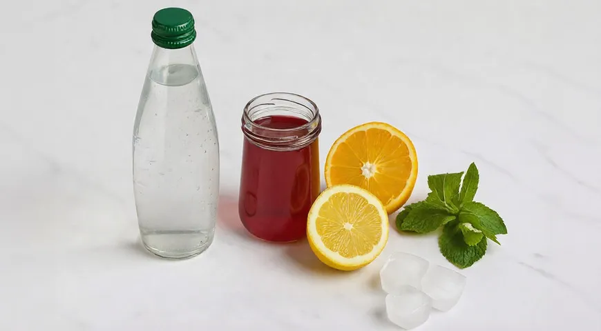 Домашний лимонад с сиропом и газированной водой