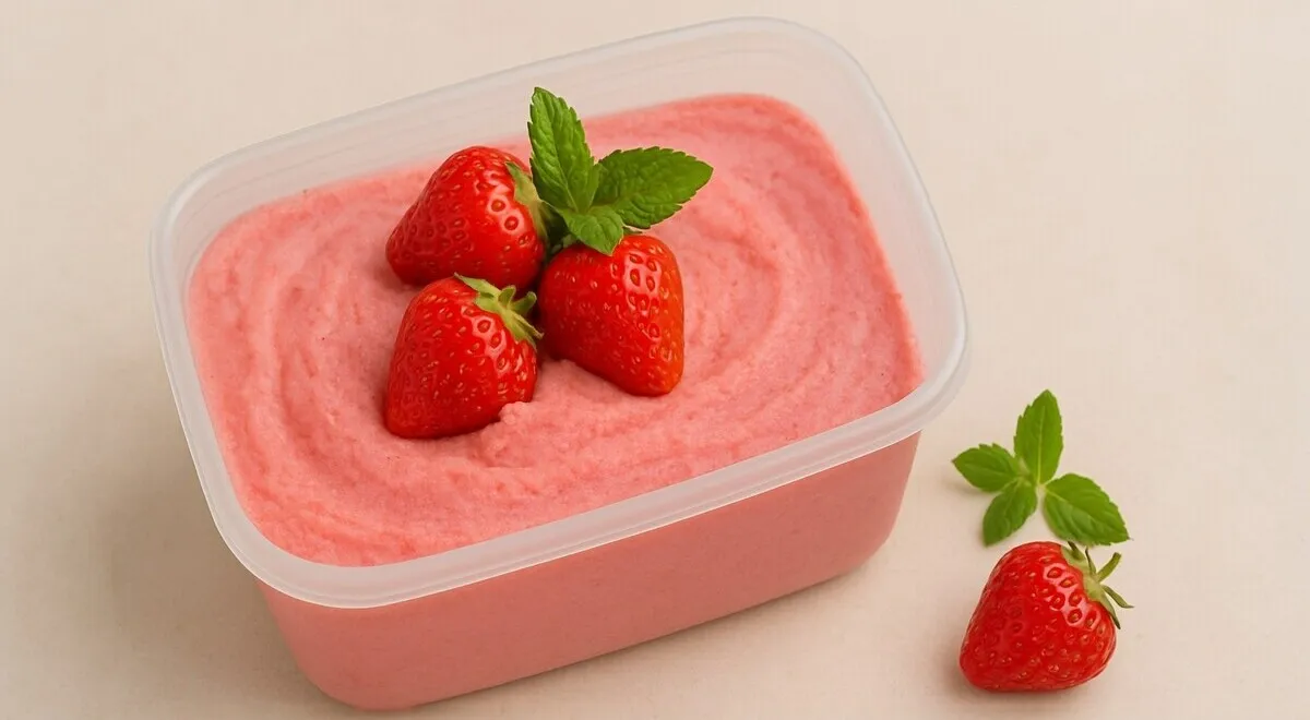 Клубничное мороженое с молоком