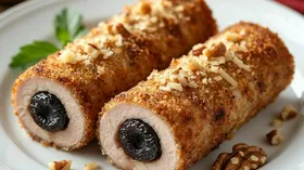 Рулетики из свинины с черносливом и грецким орехом