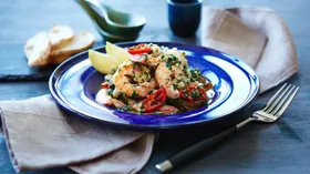Рецепты с овощами, креветками и вином белым
