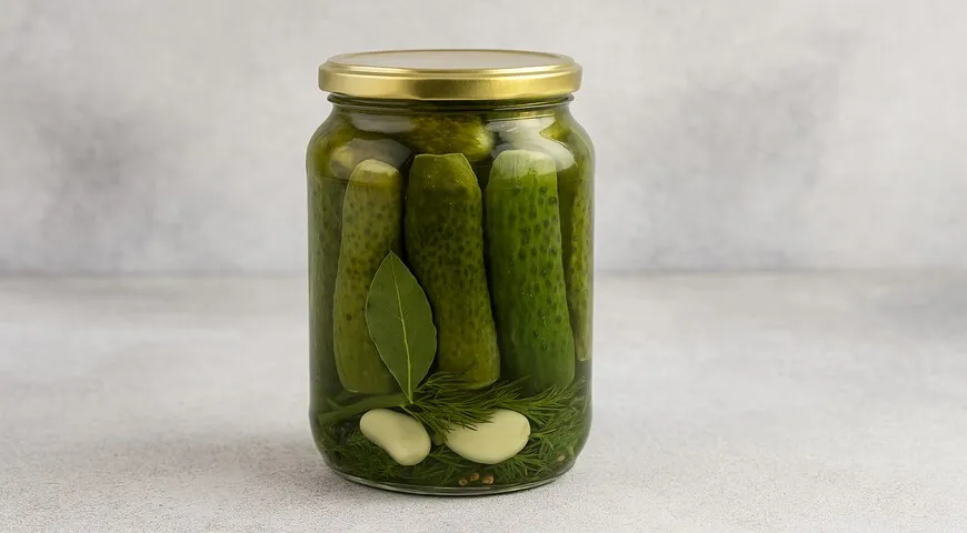 Маринованные огурцы в литровой банке