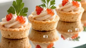 Тарталетки с селедочным муссом и красной икрой