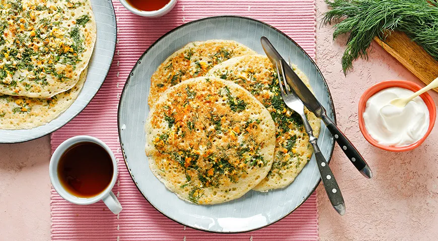 Блины с укропом