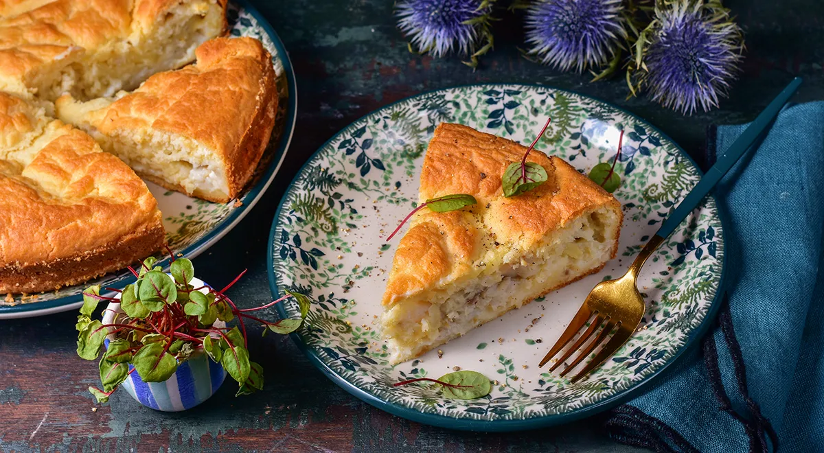 Заливной пирог с рыбой на кефире