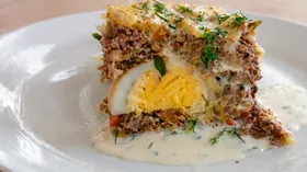 Запеканка из говяжьего фарша с яйцом