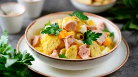 Салат из печени трески с картошкой