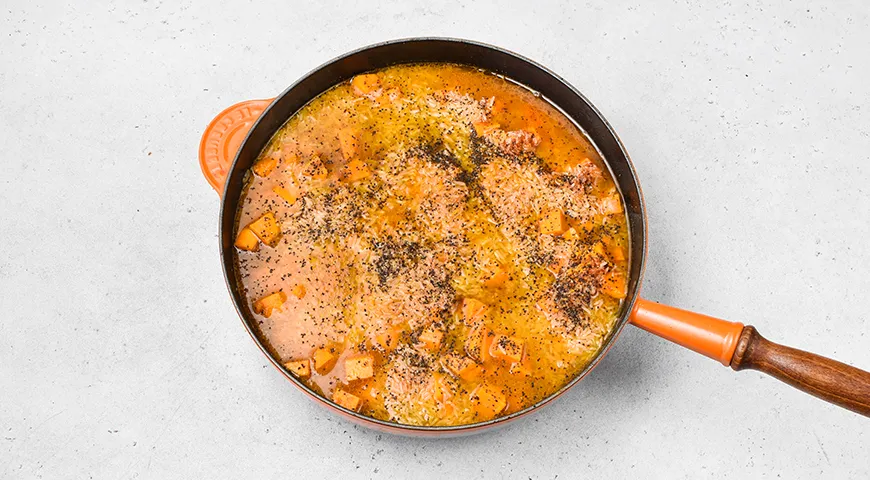 Рис с фаршем и тыквой