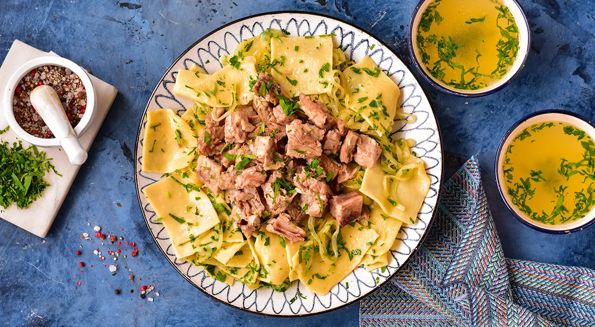 Рецепт бешбармака из вареной свинины