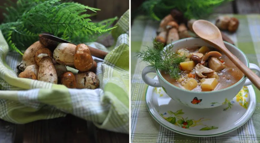 Суп грибной с перловкой и овощами