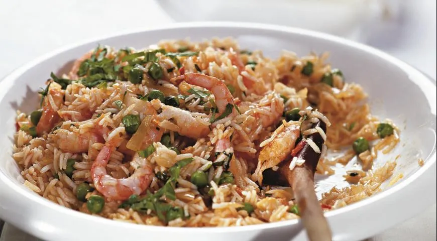 Пилав с креветками