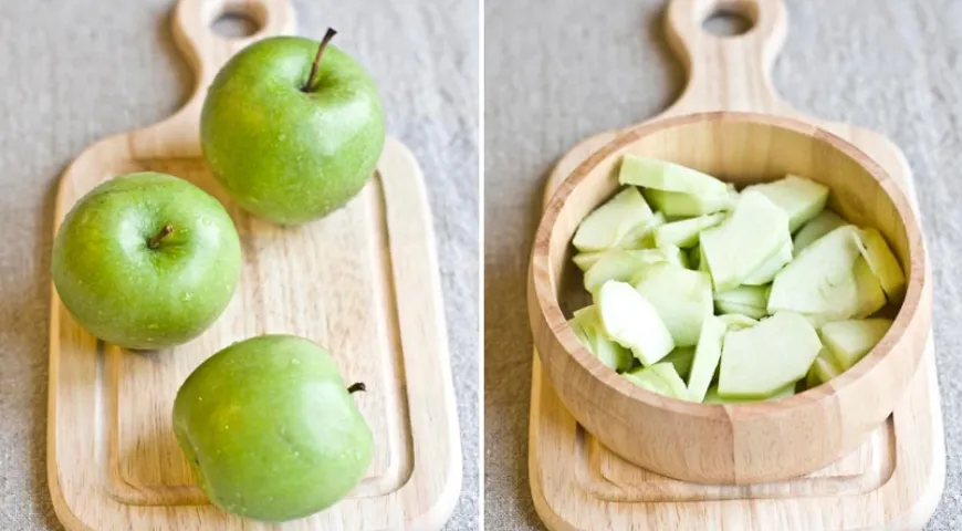 Подготовка яблок для начинки штруделя