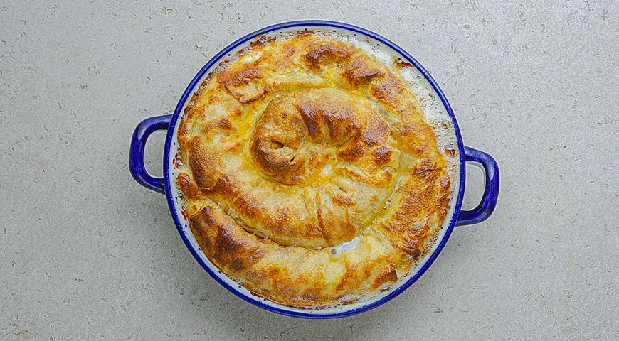 Блинная улитка с ветчиной и грибами