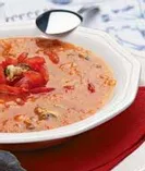 Итальянский томатный суп с рисом и мидиями