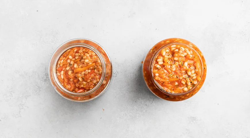 Салат с перловкой и овощами на зиму