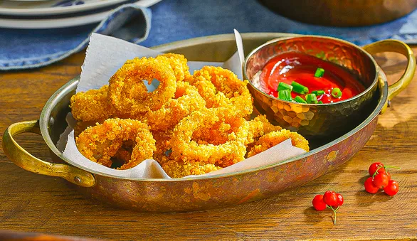 Кольца кальмара в панировке из кукурузных хлопьев