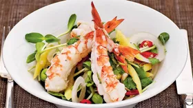 Рецепты с фруктами, горохом и креветками