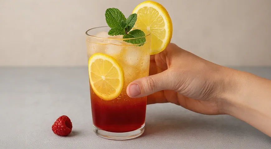 Домашний лимонад с сиропом и газированной водой