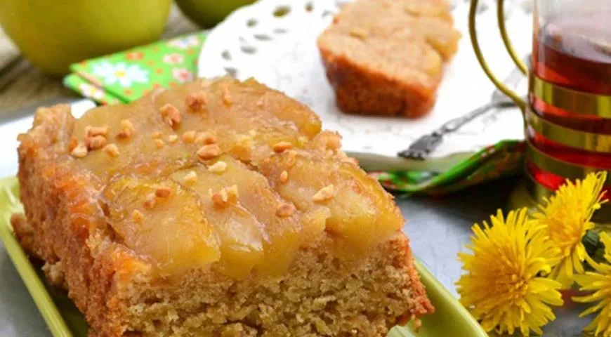 Пирог перевертыш с яблоками — рецепт в духовке + 13 фото