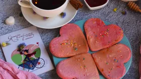 Розовые панкейки Сердечки
