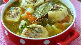 Картофельный суп с ленивыми пельменями