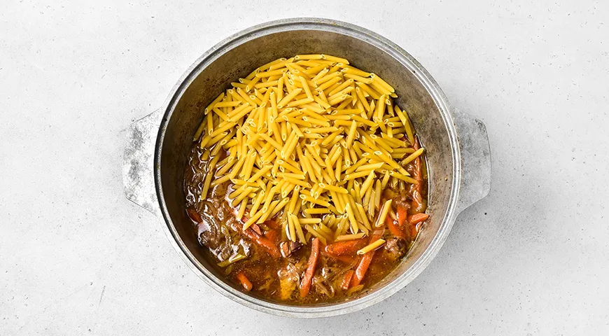 Макароны в казане по татарски