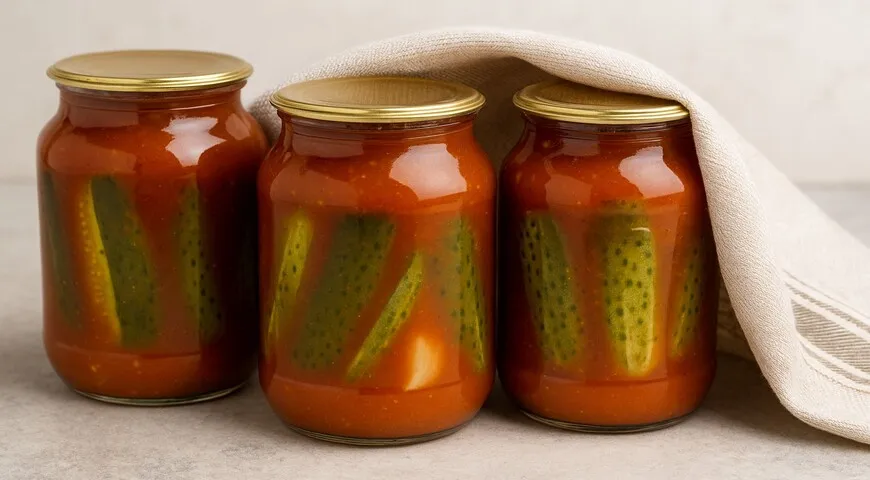 Огурцы в кетчупе чили на зиму