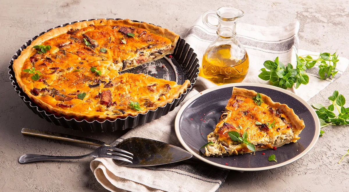 Рецепт киш лореан с грибами и сливками 20%