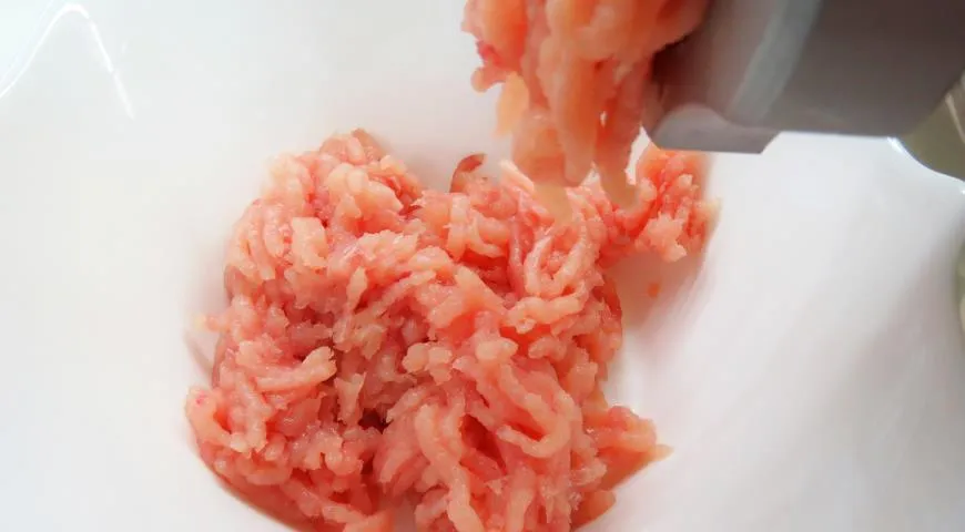Пропускаем через мясорубку. Куриное филе пропускают через мясорубку. Курица через мясорубку. Курицу пропускаем через мясорубку. Куриное мясо у мясорубки.