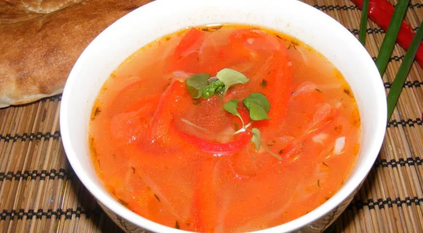 Суп с рисом и печеными овощами